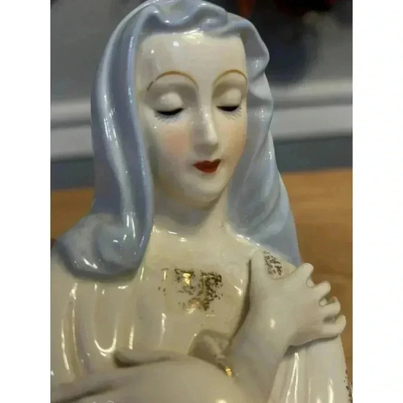 Vintage Madonna Planter Vase Centerpiece Original Decal Shafford Japan - Picture 2 of 11